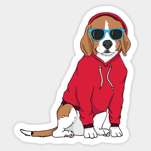 Hipster Beagle Sticker by Megan Roy